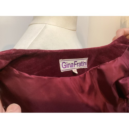 34 - GINA FRATINI, 1960's burgundy velvet skirt and waist coat, labelled 10/12; GINA FRATINI, 1980's blac... 