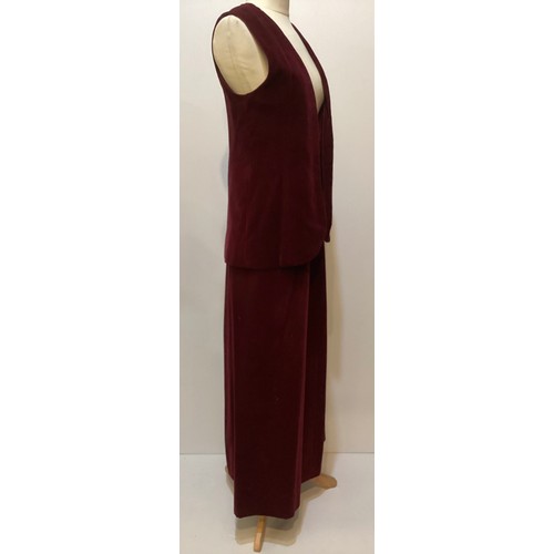 34 - GINA FRATINI, 1960's burgundy velvet skirt and waist coat, labelled 10/12; GINA FRATINI, 1980's blac... 