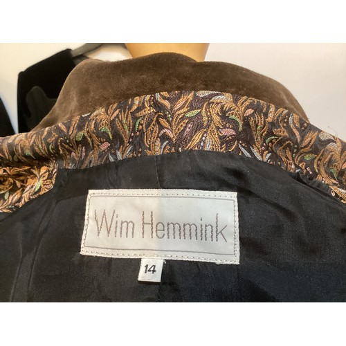 35 - WIM HEMMINK:  1980's, a black suit with bead embroidered lace to skirt and jacket with black buttons... 