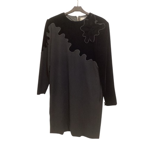 35 - WIM HEMMINK:  1980's, a black suit with bead embroidered lace to skirt and jacket with black buttons... 