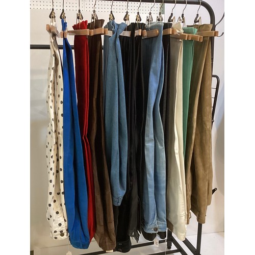 37 - A quantity of trousers, GUCCI suede (size 44 well worn and marks), JAEGER light fawn suede trousers ... 