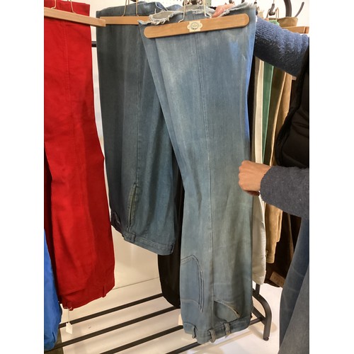 37 - A quantity of trousers, GUCCI suede (size 44 well worn and marks), JAEGER light fawn suede trousers ... 