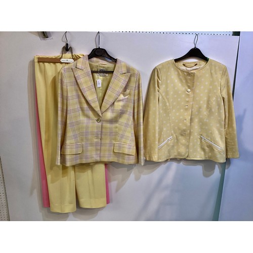 42 - A quantity of Spring/Summer late C20th clothes to include an ESCADA silk linen cream trouser suit, E... 