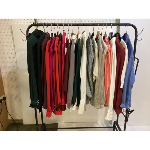 45 - Quantity of clothes to include 19 JAEGER shirts and tops in cotton and other fabrics, two AQUASCUTUM... 