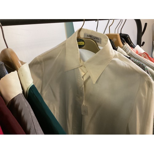 45 - Quantity of clothes to include 19 JAEGER shirts and tops in cotton and other fabrics, two AQUASCUTUM... 