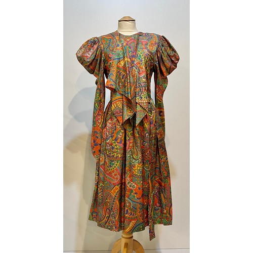 27 - Patterned silk dresses, GINA FRATINI 1970's floral dress, a GINA FRATINI silk patterned dress with '... 