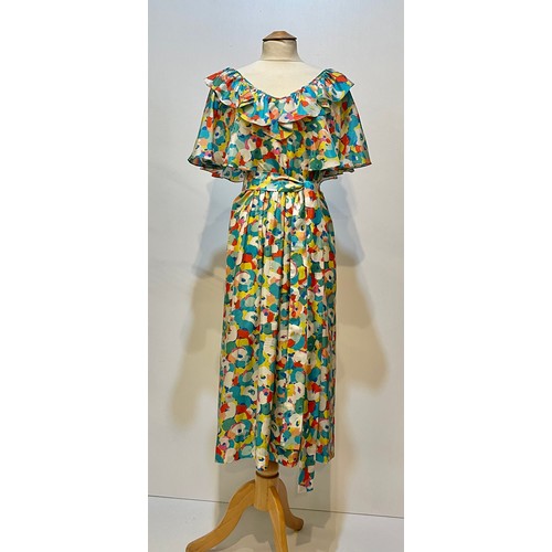 27 - Patterned silk dresses, GINA FRATINI 1970's floral dress, a GINA FRATINI silk patterned dress with '... 