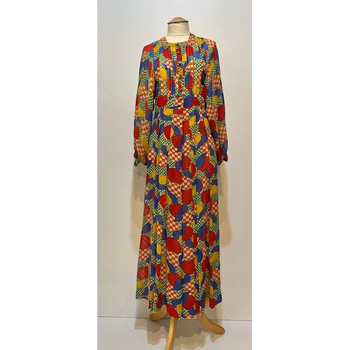 27 - Patterned silk dresses, GINA FRATINI 1970's floral dress, a GINA FRATINI silk patterned dress with '... 