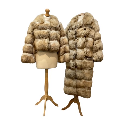 86 - A short fur coat, lined, some minor marks to lining, and a long fur coat with wear and losses to fro... 