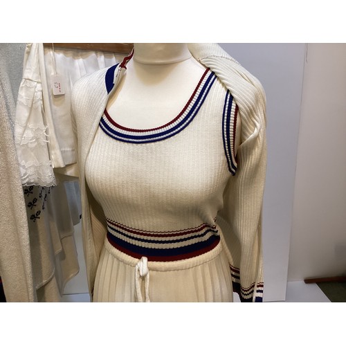 63 - Vintage sports wear circa 1960's / 1970's to include Perfit two piece tennis skirt & bloomers. Teddy... 