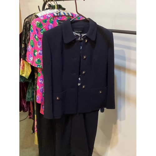 114 - CAROLINE CHARLES burgundy and black velvet jacket 14. CAROLINE CHARLES black top 10 and floral silk ... 