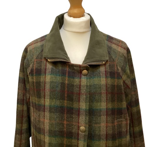 122 - CHRYSALIS tweed country coat, with suede collar, size 14.