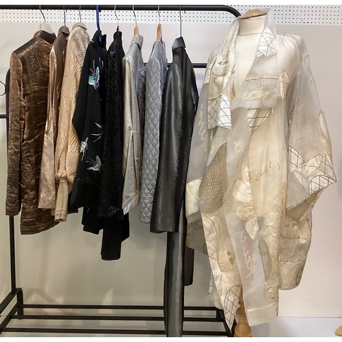 169 - Quantity (9 items) of jackets to include ETRO, EMPORIO ARMANI, SHANGHAI TANG and others. see all pho... 