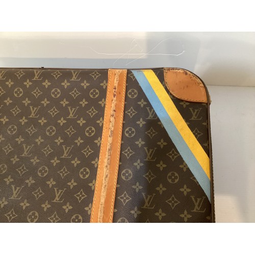 73 - LOUIS VUITTON 'STRATOS' SUITCASE, canvas and leather, brass hardware, in used condition with wear an... 