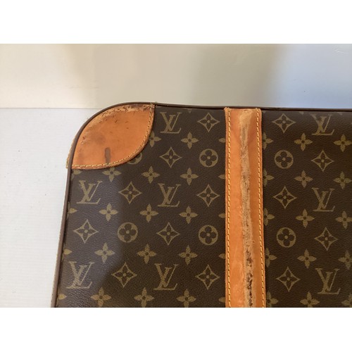 73 - LOUIS VUITTON 'STRATOS' SUITCASE, canvas and leather, brass hardware, in used condition with wear an... 