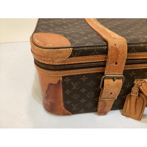 73 - LOUIS VUITTON 'STRATOS' SUITCASE, canvas and leather, brass hardware, in used condition with wear an... 