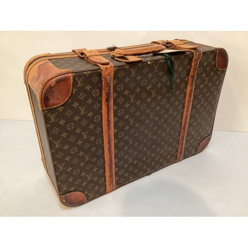 73 - LOUIS VUITTON 'STRATOS' SUITCASE, canvas and leather, brass hardware, in used condition with wear an... 