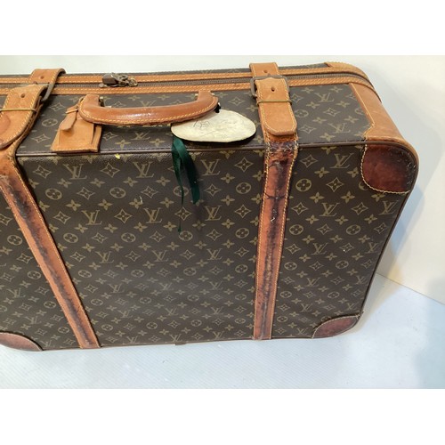 73 - LOUIS VUITTON 'STRATOS' SUITCASE, canvas and leather, brass hardware, in used condition with wear an... 