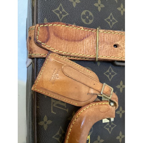 73 - LOUIS VUITTON 'STRATOS' SUITCASE, canvas and leather, brass hardware, in used condition with wear an... 