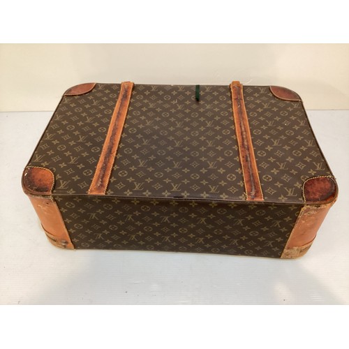 73 - LOUIS VUITTON 'STRATOS' SUITCASE, canvas and leather, brass hardware, in used condition with wear an... 