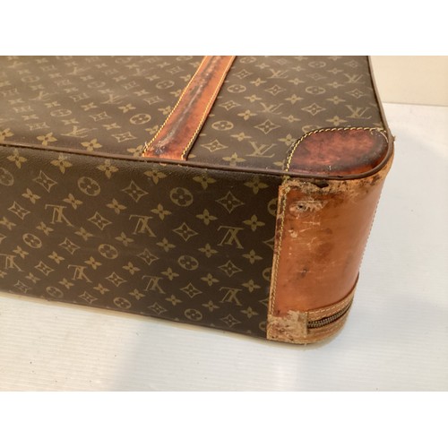 73 - LOUIS VUITTON 'STRATOS' SUITCASE, canvas and leather, brass hardware, in used condition with wear an... 