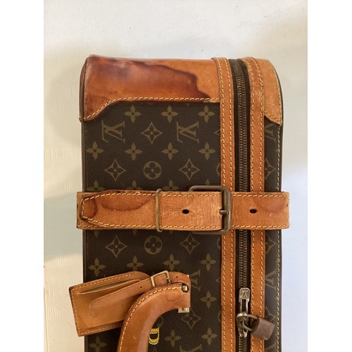 73 - LOUIS VUITTON 'STRATOS' SUITCASE, canvas and leather, brass hardware, in used condition with wear an... 