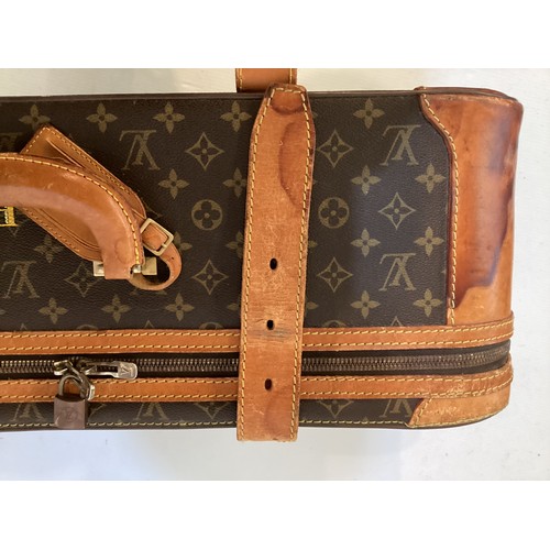 73 - LOUIS VUITTON 'STRATOS' SUITCASE, canvas and leather, brass hardware, in used condition with wear an... 