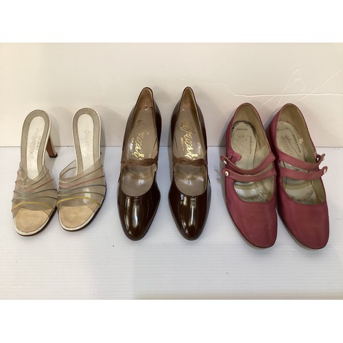 66 - Three pairs vintage ladies shoes, Fenton Last Saks Fifth  Avenue, Miss Bally and one more various si... 