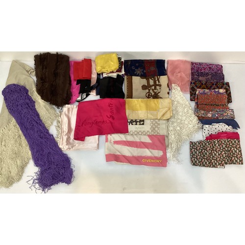 60 - A quantity of vintage and later stockings and tights, vintage gloves and scarves  including silk GIV... 