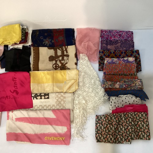 60 - A quantity of vintage and later stockings and tights, vintage gloves and scarves  including silk GIV... 