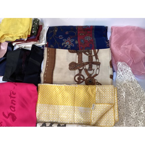 60 - A quantity of vintage and later stockings and tights, vintage gloves and scarves  including silk GIV... 