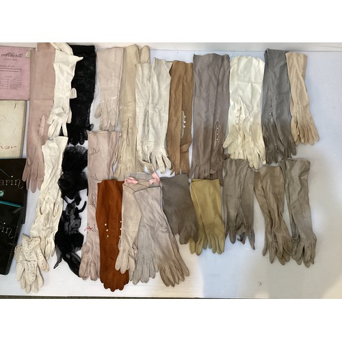 60 - A quantity of vintage and later stockings and tights, vintage gloves and scarves  including silk GIV... 