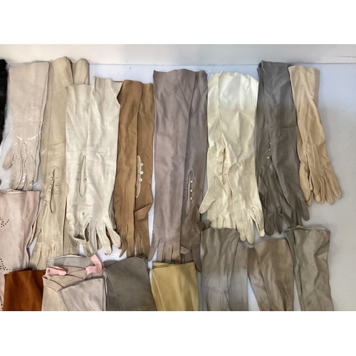 60 - A quantity of vintage and later stockings and tights, vintage gloves and scarves  including silk GIV... 