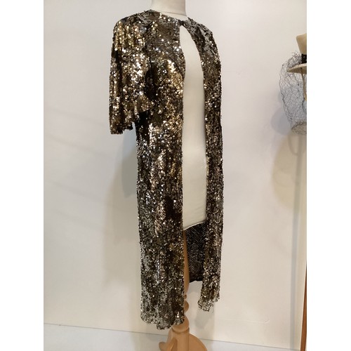 103 - 1930's gold sequin pattern style coat, condition: a couple of areas are missing sequins see photos, ... 