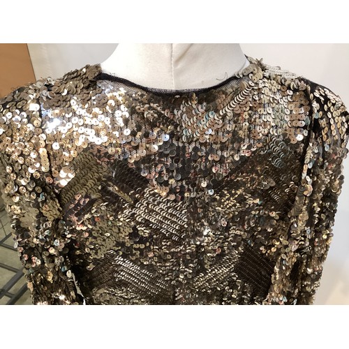 103 - 1930's gold sequin pattern style coat, condition: a couple of areas are missing sequins see photos, ... 