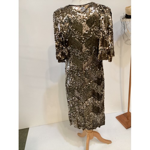 103 - 1930's gold sequin pattern style coat, condition: a couple of areas are missing sequins see photos, ... 