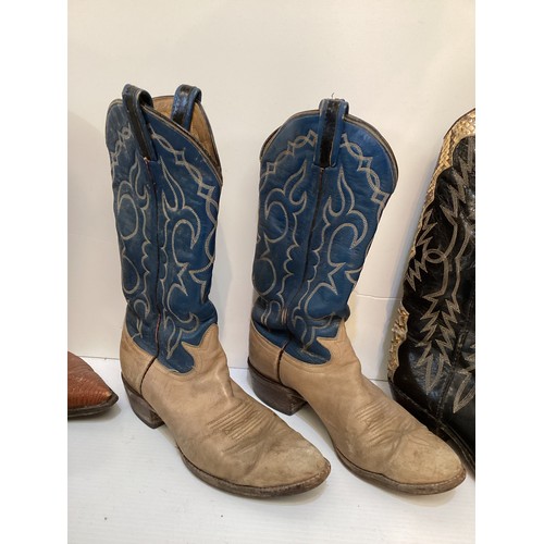 130 - Three pairs of traditional leather cowboy boots, to include label Andrew Geller, Tony Sama Style, an... 