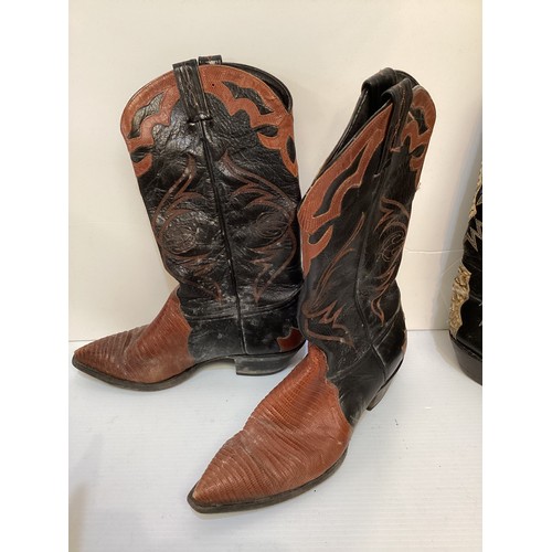 130 - Three pairs of traditional leather cowboy boots, to include label Andrew Geller, Tony Sama Style, an... 