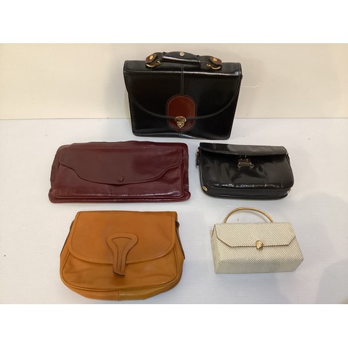 144 - A quantity of vintage handbags, including burgundy leather Loewe oversized purse, three further leat... 