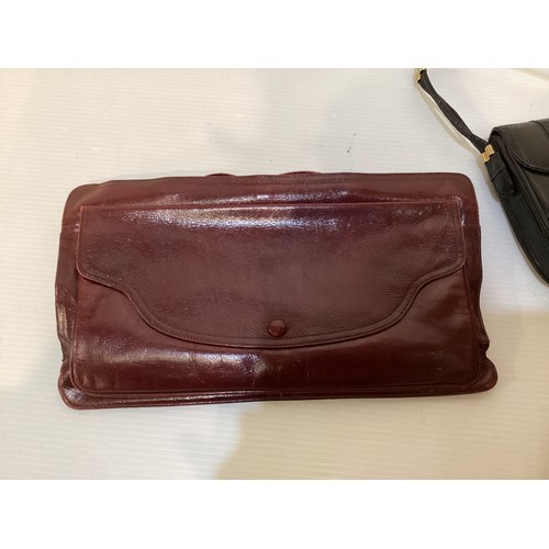 144 - A quantity of vintage handbags, including burgundy leather Loewe oversized purse, three further leat... 