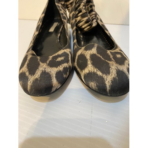 151 - Three pairs of shoes to include STELLA McCARTNEY animal print with ankle strap, MOSCHINO gold glitte... 