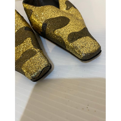 151 - Three pairs of shoes to include STELLA McCARTNEY animal print with ankle strap, MOSCHINO gold glitte... 