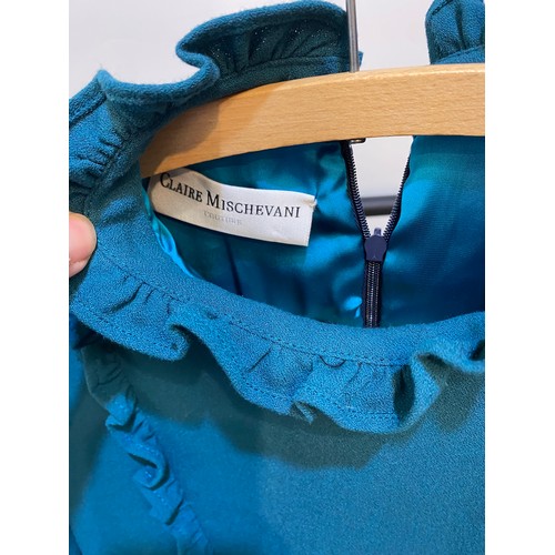 194 - TOMASZ STARZEWSKI couture suit teal colour with black ruffle collar 14. Boutique MOSCHINO silk dress... 