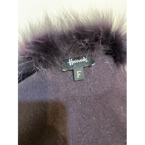 197 - Bomber Jacket black in quilted faux fur, Harrods wool/cashmere shawl with fur edge. Condition good.