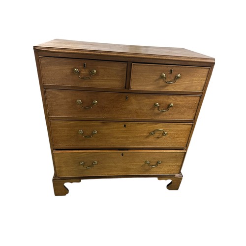 614 - Mahogany straight fronted chest of three long and two short drawers 107 cm H x 098 cm W x 51 cm D.  ... 