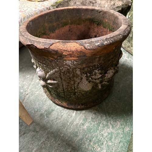 622 - 3 items: A square classical planter. weathered 41cm high x 51 x 51 and  weathered circular and an ol... 