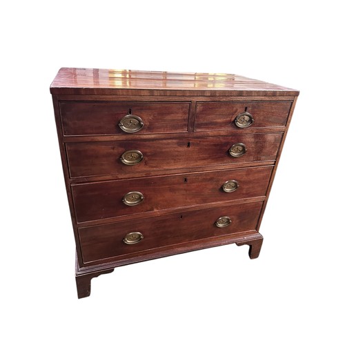 636 - Three straight front chest of drawers, all with fading and wear.  see images