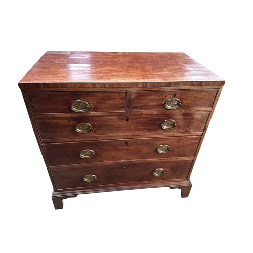 636 - Three straight front chest of drawers, all with fading and wear.  see images