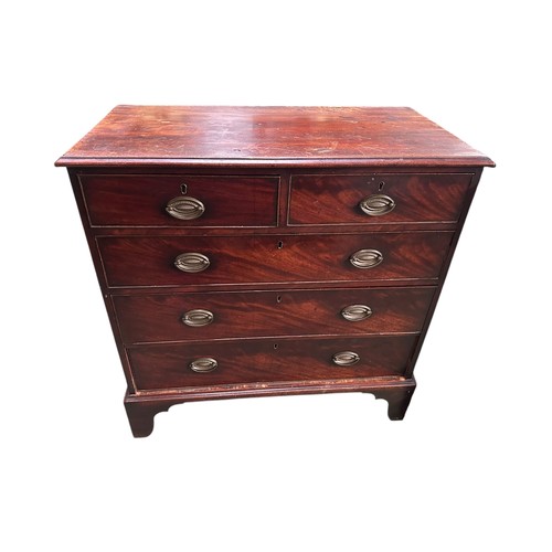 636 - Three straight front chest of drawers, all with fading and wear.  see images