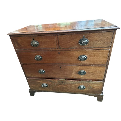 636 - Three straight front chest of drawers, all with fading and wear.  see images